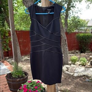 White House Black Market Black V-Neck Ruched Mini Dress